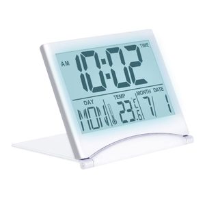MMOBIEL Digitaler Uhr Wecker LCD Klappbar - TischUhr mit Hintergrundbeleuchtung - Silber