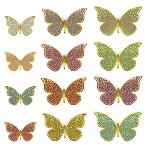 Oblique Unique 3D Schmetterlinge 12er Set aus Metall glänzend für die Wand zum Kleben Wandtattoo Wanddeko - Farbmix