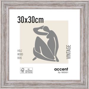 accent by nielsen Holz Bilderrahmen Vintage, 30x30 cm, Weiß