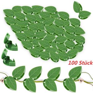 Zelené klipy na rastliny pre popínavé rastliny klipy samolepiace upevnenie na stenu klip držiak rastliny tvar listu pre vinič zelenina vinič, 100 kusov