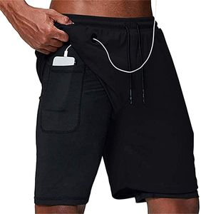 ASKSA Herren Sport Shorts 2 in 1 Running oder Gym Schnell Trocknend Atmungsaktiv Training Shorts Jogger Hose mit Eingebauter Tasche (Schwarz,XL)