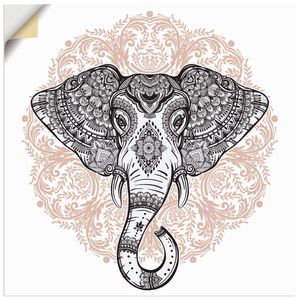 ARTland Wandbild, selbstklebend Vintage Mandala Elefant Größe: 30x30 cm