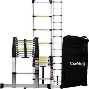 Craftfull Teleskopleiter | Soft-Close-Funktion - Aluleiter - Ausziehleiter - Stehleiter - Mehrzweckleiter - Leiter - Anlegeleiter (4.4 Meter) Craftfull Teleskopleiter | Soft-Close-Funktion - Aluleiter - Ausziehleiter - Stehleiter - Mehrzweckleiter - Leiter - Anlegeleiter (4.4 Meter)