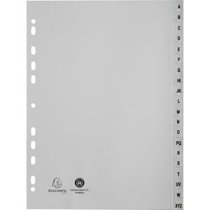 Exacompta 1720E 20x Register A4 aus grauem Recycling-PP 120µ mit bedruckten Taben A-Z, 20 Positionen - Grau