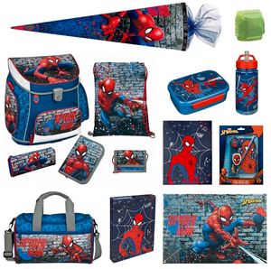 Spiderman Schulranzen Set 18tlg. Scooli Campus Fit Ranzen 1. Klasse mit Sporttasche Schultüte Marvel Held Komplett-Paket