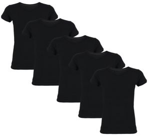 TupTam Kinder Jungen Unterhemd Basic T-Shirts Kurzarm 5er Pack, Farbe: Schwarz, Größe: 152-158