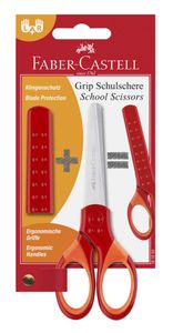 Faber-Castell 181550 - Schulschere Grip, mit Klingenschutz, rot, 1 Stück