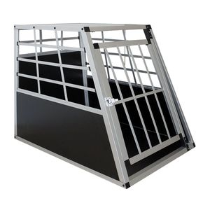 Juskys Alu Hunde-Transportbox L - 91 × 65 × 69 cm – Auto Hundebox robust & pflegeleicht – Gittertür verschließbar - Autotransportbox für Hunde