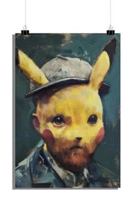 Pikachu Poster - Pokemon Poster - Bart Poster - Vincent van Gogh Poster - Kunst Poster - Gemälde Poster - 51x71cm - Perfekt zum Einrahmen