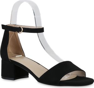 VAN HILL Damen Klassische Sandaletten Elegante Schuhe 841131, Farbe: Schwarz Velours, Größe: 37