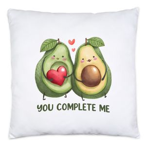 You Complete Me Kissen inkl Füllung Avocado Valentinstag Freundin Freund Süß Geschenkidee Paar Liebe