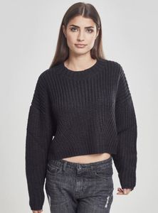 Urban Classics Damen Pullover Ladies Wide Oversize Sweater Black-XS