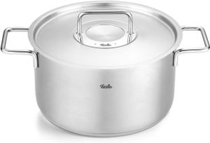 Fissler Pure Collection / Edelstahl-Kochtopf (Ø 24 cm, 5,7L) Töpfe inkl. Metall-Deckel, Innen-Skalierung – Induktion