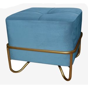 Barová stolička DKD Home Decor Modrá polyesterová pena Kov Zlaté drevo MDF (42 x 42 x 38 cm)