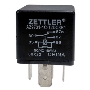 Mini Relais | 5-polig | Wechsler (CO) | 12V | 40/30A | mit Widerstand