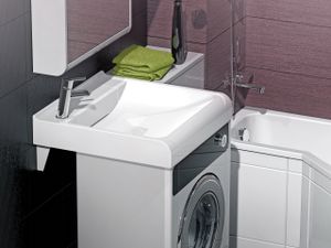 Design Mineralguß Aufsatzwaschbecken Beta Waschtisch für Waschmaschinen Weiß