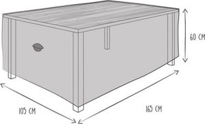 Perel Outdoor-Abdeckung für Tisch, beige-grau, rechteckig, 165 cm x 105 cm x 60 cm