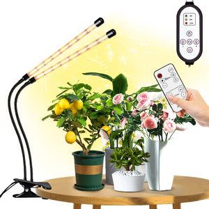LED Pflanzenlampe Vollspektrum 2 Köpfe Dimmbar 3 Modi Pflanzenlicht Zimmerpflanzen Wachstumslampe mit Timer