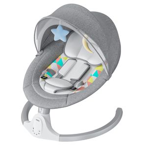 Babywippe Elektrische Babyschaukel Babyliege 5 Schwingungsamplituden Musik Timing und Bluetoothfunktion Schaukelbewegung Ab der Geburt, Grau