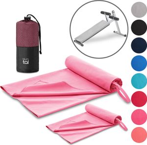 Blumtal Fitness Handtuch im 2er Set - Microfaser Sporthandtuch Fitnessstudio 180x90cm + Mikrofaser Handtuch 80x40cm - Gym Handtuch/Handtuch Mikrofaser - Pink