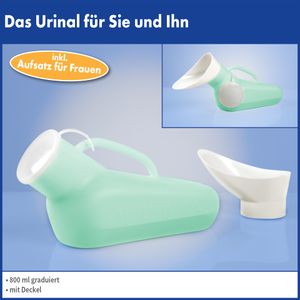 Urinal für unterwegs, Unisex, 800 ml, Weiß, inklusive Aufsatz Farbe: Mint