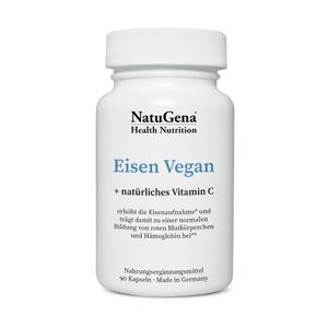 NatuGena Eisen Vegan | 90 Kapseln | Unterstützt Energie & Immunsystem | Pflanzliche Formel