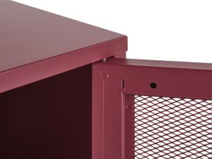 BELIANI Noční stolek tmavě červený kovový ocelová konstrukce kovová síťovina s dvířky industriální design úložný prostor do ložnice