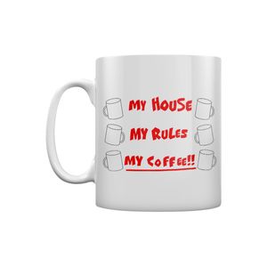 Grindstore - Kaffeebecher My House My Rules My Coffee GR2633 (Einheitsgröße) (Weiß/Rot)