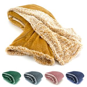 heimtexland ® Super flauschige Sherpa Fell Kuscheldecke Samt Flanell Wohndecke Dick Warm 200x150 cm Ökotex Typ781 Gelb