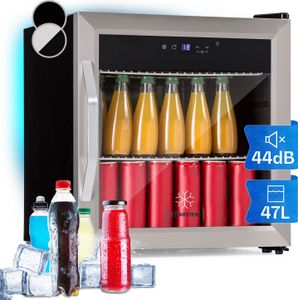 Klarstein Kühlschrank, Getränkekühlschrank mit Glastür, Minikühlschrank Lautlos mit 2 Ablagen & App-Steuerung, Outdoor Kühlschrank, Kleiner Kühlschrank für Zimmer, Minibar 0-13°C, Bierkühlschrank 50 L