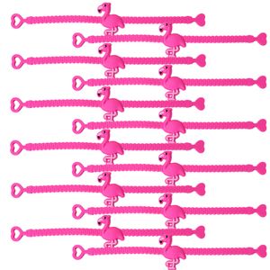 12 Stück TE-Trend Gummi Kinderschmuck Armband Armbänder Set Armreif Flamingo Pink 19 cm Party Geburtstag Mitgebsel