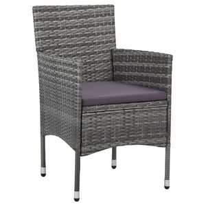 vidaXL Garten-Essstühle 2 Stk. Poly Rattan Grau