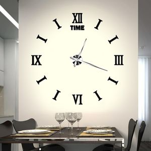 DIY Wanduhr XXL(80-120cm), 3D Wandtattoos Wanduhr DIY Wanduhren Dekoration Uhren für Büro Wohnzimmer Schlafzimmer Uhr Geschenk Home Dekoartikel (Schwarz)