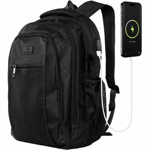 iMoshion Laptop-Rucksack mit USB-Anschluss - Geeignet für Laptops bis 15.6 Zoll - Laptop-Rucksack für Herren - Schwarz