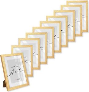 🖼️KNOR®️ Bilderrahmen 10x15cm Golden, 10er Set Posterrahmen, Bilderrahmen, Fotorahmen, bruchsicheres Acrylglas, Picture Frame 10x15, zum Aufhängen & Aufstellen 🎨Isabella Kollektion