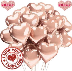 18 Zoll Herz Folienballon Rosegold, 20 Stück Herz Helium Luftballons, Folienballon Hochzeit, Folienluftballon, Herz Ballons, Heliumballon