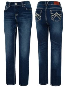 Western Damen Bootcut-Jeans »KIMBERLY« Stone-Wash gestickte Details und Kontrastnähten 5-Pocket-Design
