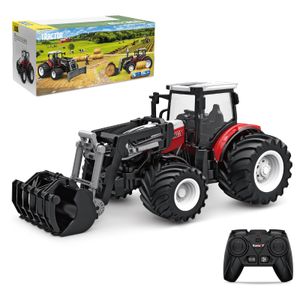 RC-Traktor Ferngesteuerter Traktor Spielzeug ab 3 4 5 Jahre, Traktor, Ferngesteuert Ackerschlepper mit Ladearm und Sound
