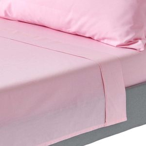 HOMESCAPES Bettlaken ohne Gummizug rosa, Fadendichte 200, 178 x 255 cm