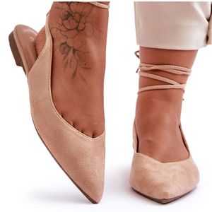 Damen Leder Schnürballerinas Nude Lilly Ann 36