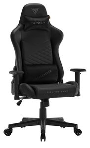 SENSE7 Spellcaster Senshi Edition Gaming-Stuhl, schwarzes Leder, Bürostuhl, Drehstuhl, 150 kg