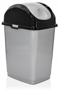 Slim Mülltonne mit beweglicher Klappe 20l - Abfalleimer für Küche und Bad - Schwarz