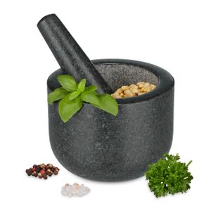 relaxdays Mörser mit Stößel aus Granit