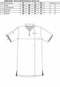 Herren Nachthemd kurzarm mit Brusttasche Schlafshirt , Farbe:Anthrazit, Größe:XL