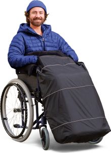 novely® OWEN PRO Rollstuhl-Fußsack aus Soft Fleece - Für Rollstühle mit Armlehnen - Thermo Schlupfsack für Erwachsene - Farbe: 01 Schwarz