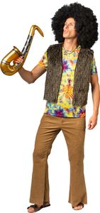 Schlaghose beige Cordhose Hippie Flower Power Herren Karneval Fasching Kostüm 52