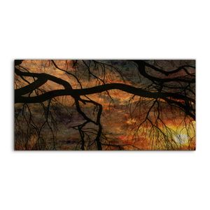 Coloray Canvas 120x60  Wandbild Leinwand Bilder Kunstdruck Trauerweide Sonnenuntergang