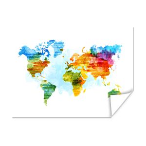 MuchoWow® Poster Weltkarte - Wasserfarben 80x60 cm - Kunst für zu Hause