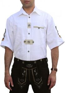 Trachtenhemd für Trachten Lederhosen Trachtenmode weiß GW1257, Größe:S