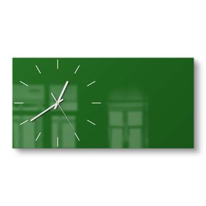 DEQORI Glasuhr 60x30 cm Modern 'Dunkelgrün' Wanduhr Glas Uhr Design leise Küchenuhr